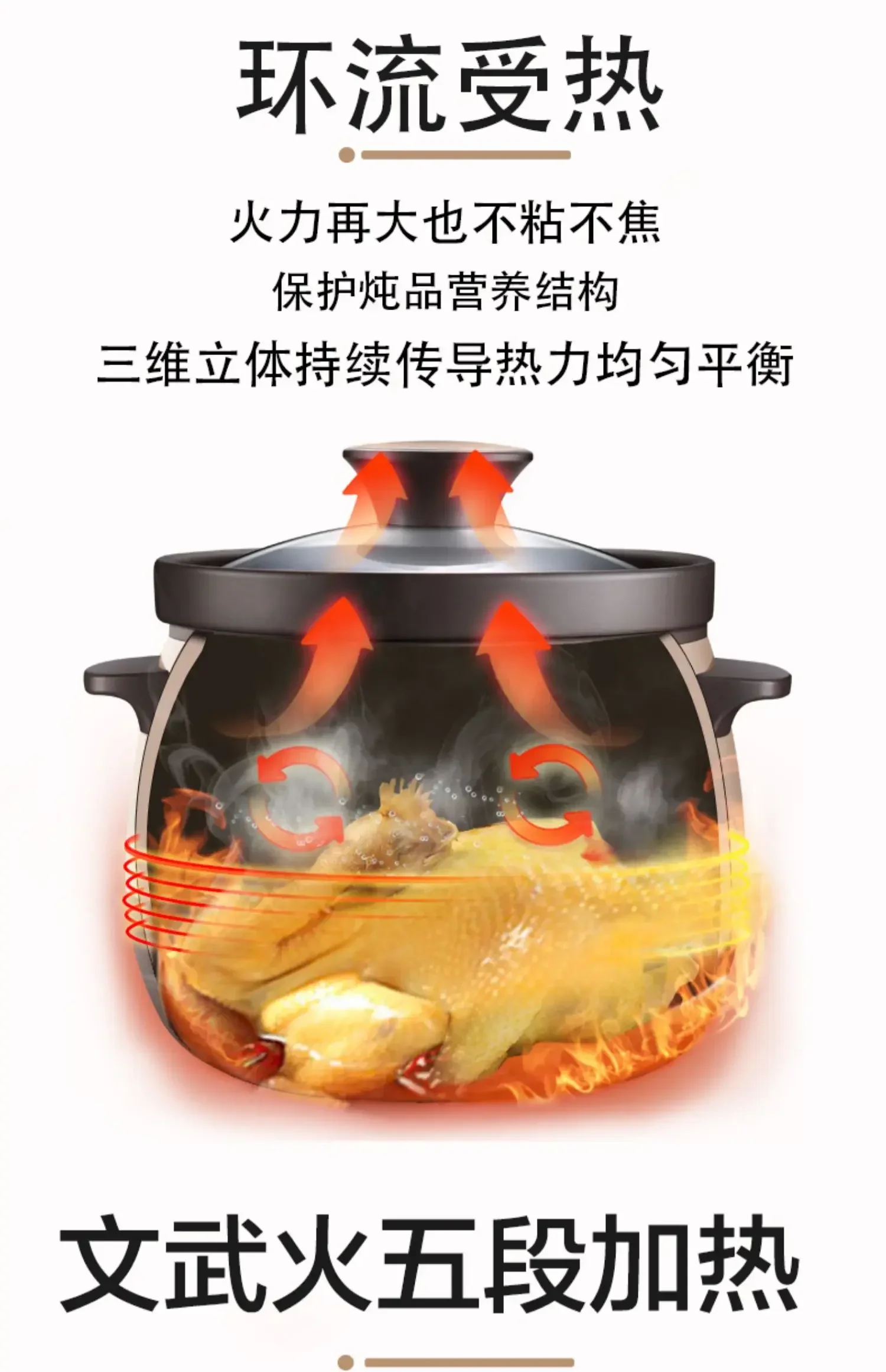 220V SUPOR Small Electric Stewpot, Automatic Ceramic Inner Pot for Soup, Porridge and Stew