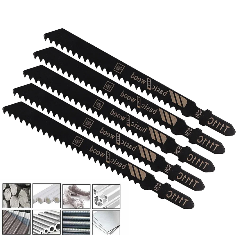 5pcs T111C Jigsaw Blades Reciprocating HCS Saw Blades Cutting For Wood Plastic Softwood Chipboard Cutting DIY Tools