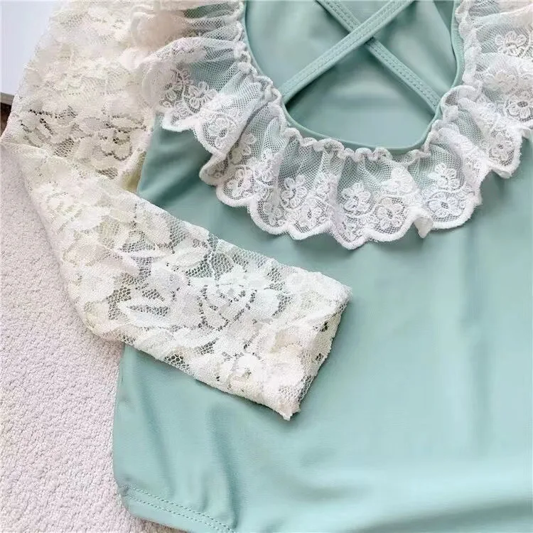 

Jumpsuit+Cap 2PCS Lace Swimwear Sleeveless Bathing Suit Summer Swim Clothes 1-5Y Baby Girl Swim Suit Infant Toddler Swimsuit
