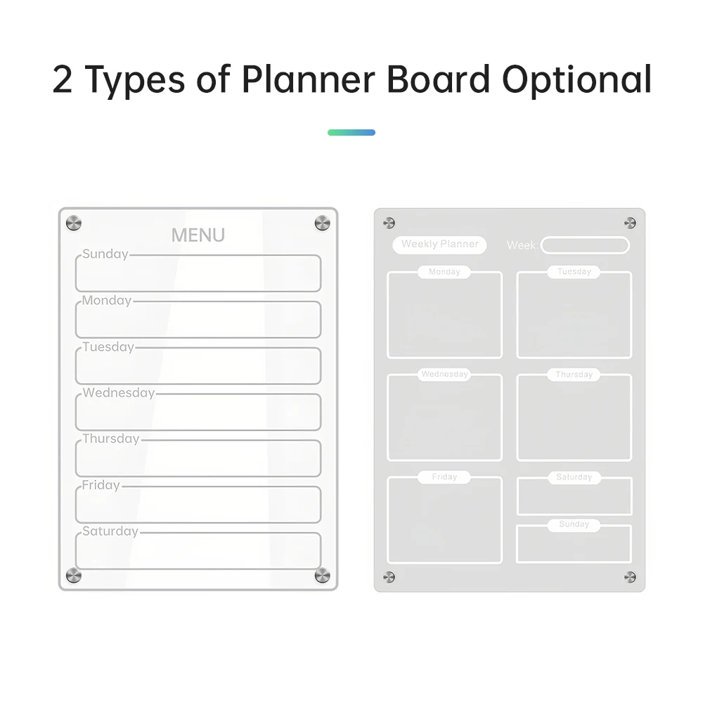 Clear Acrylic Magnetic Dry Erase Board Weekly Planner 8.27x11.7in Writing Board Fridge Reusable Planner 6 Color Magnetic Markers