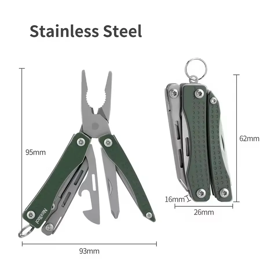 NexTool Mini Flagship Red/Green 10 in 1 Multi Functional Folding EDC Hand Tool Screwdriver Mini Pliers Bottle Opener Outdoor