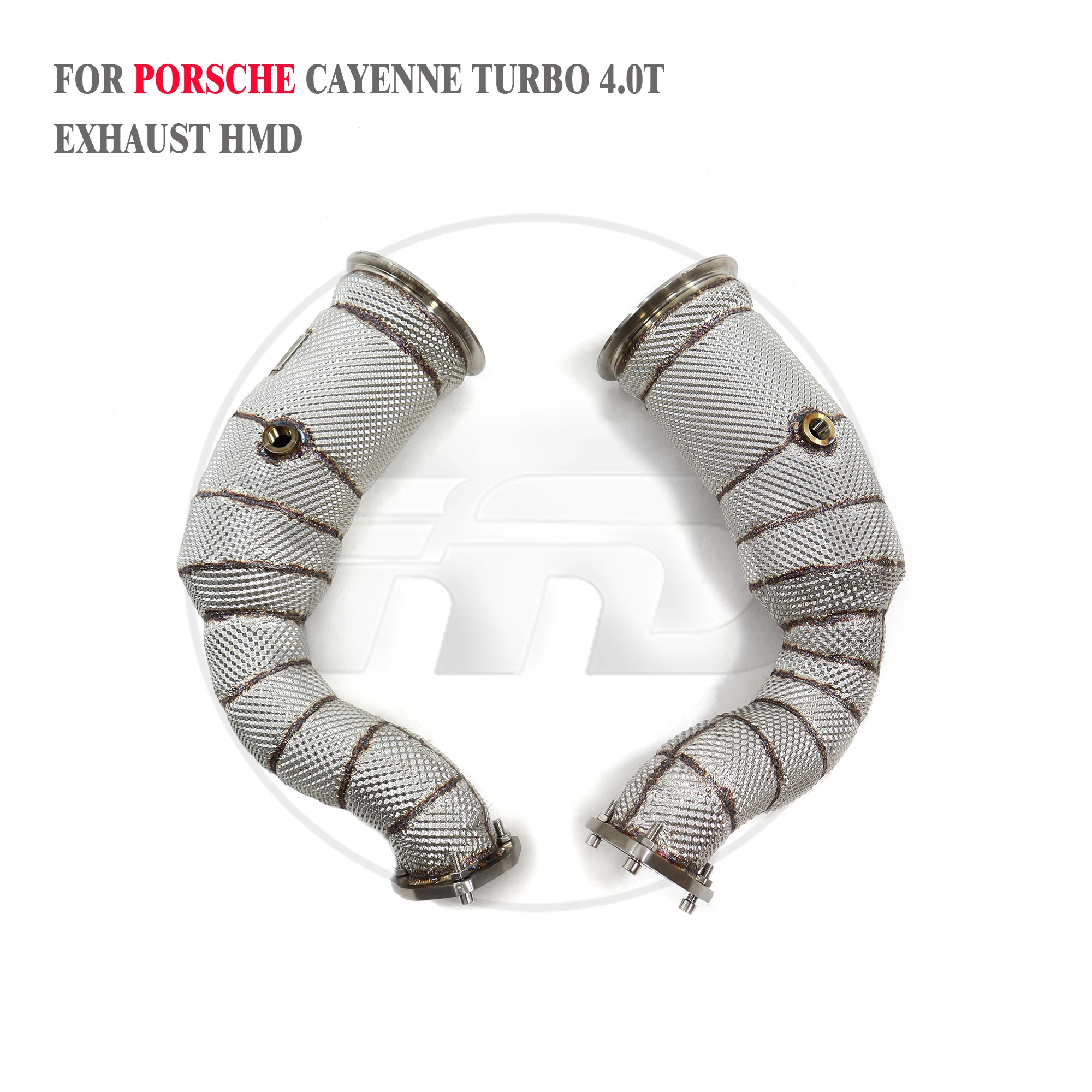 HMD Hot sale Exhaust System High Flow Performance Downpipe for Porsche Cayenne Turbo 4.0T Without OPF Heat Shield Racing Pipe - Image 5