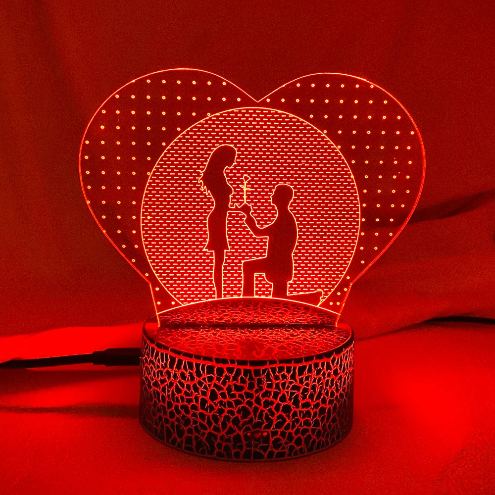 

Newest Kids Light Night 3D LED Night Light Creative Table Bedside Lamp Romantic proposal light Kids Gril Home Decoration Gifts