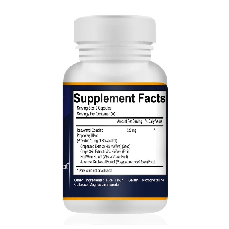 Resveratrol Capsules, Potent Antioxidants & Trans-Resveratrol, Promotes Anti-Aging, Cardiovascular & Joint Support