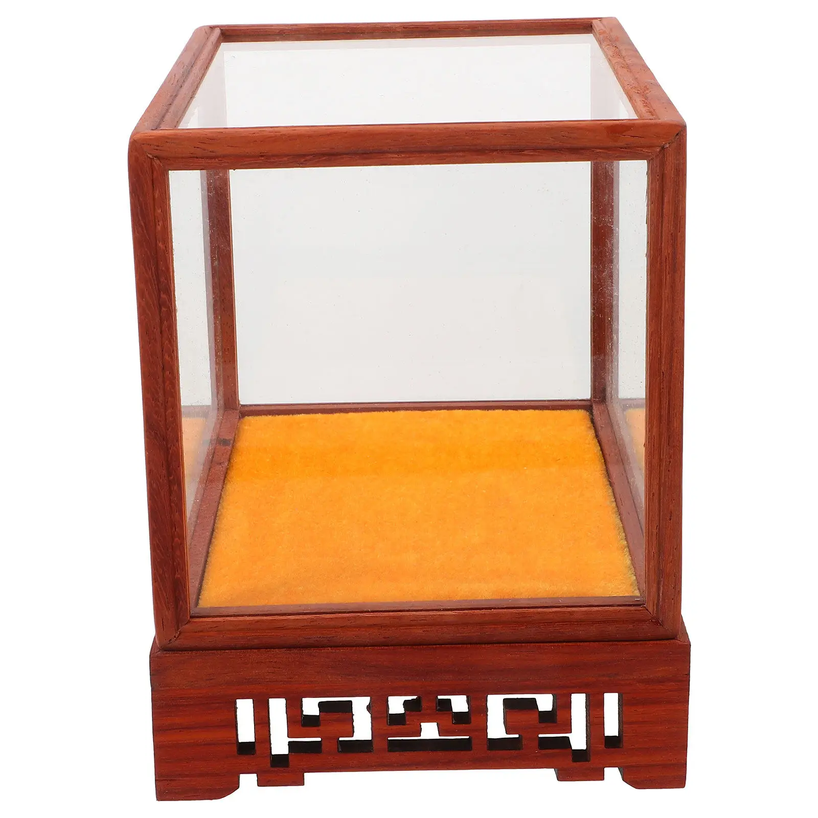 

Glass Display Box Transparent For Collectibles Dust-Proof Storage Case Buddha Holder Desktop Showcase