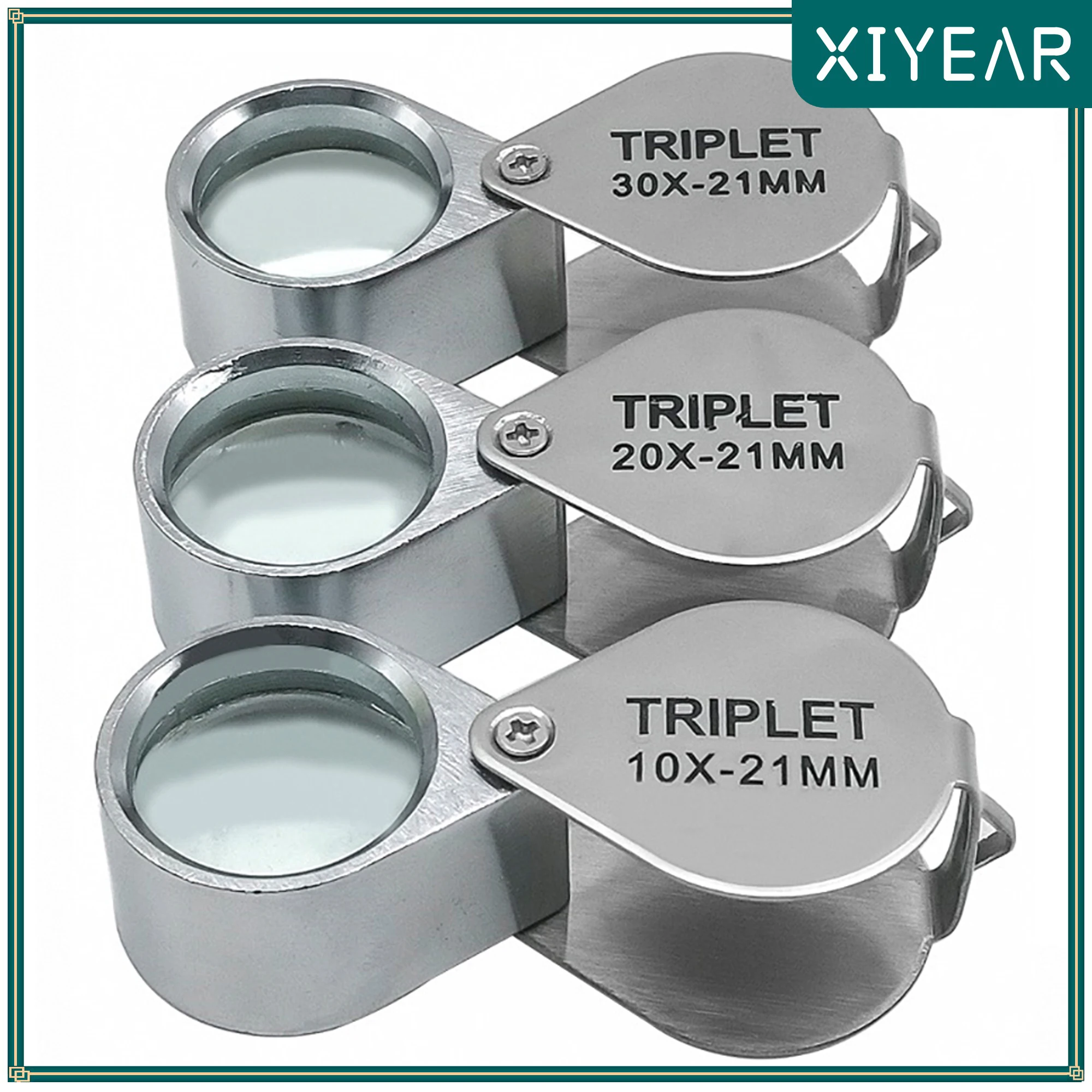Lupa de Bolsillo 10-30X, Lupa para Joyería, Lupa Plegable para Diamantes, Lupa Triplete, Herramienta de Joyero, Lupa de Lectura