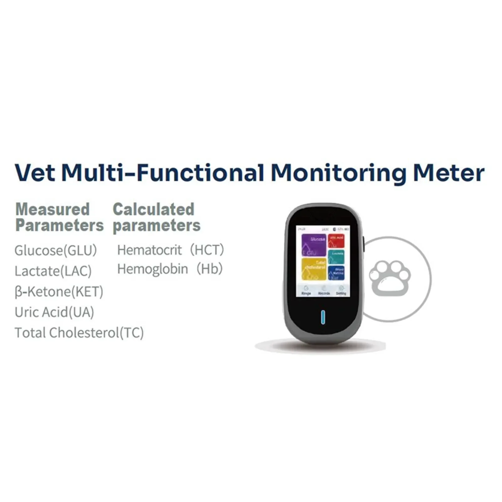 Vet Veterinary Portable Multifunctional Meter Glucose Uric Acid Cholesterol Hematocrit Hemoglobin Laboratory Analyzer