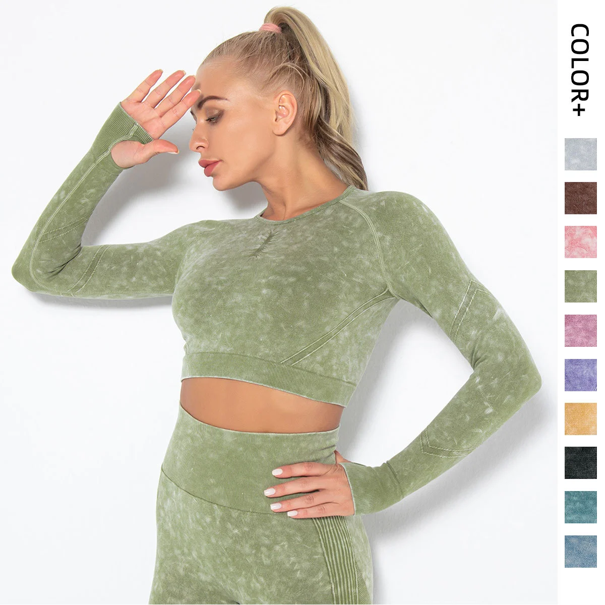 

Женская бесшовная одежда для йоги с длинным рукавом, сексуальная тонкая одежда для фитнеса, плотная быстросохнущая спортивная одежда для бега, тренажерный зал, одежда для йоги