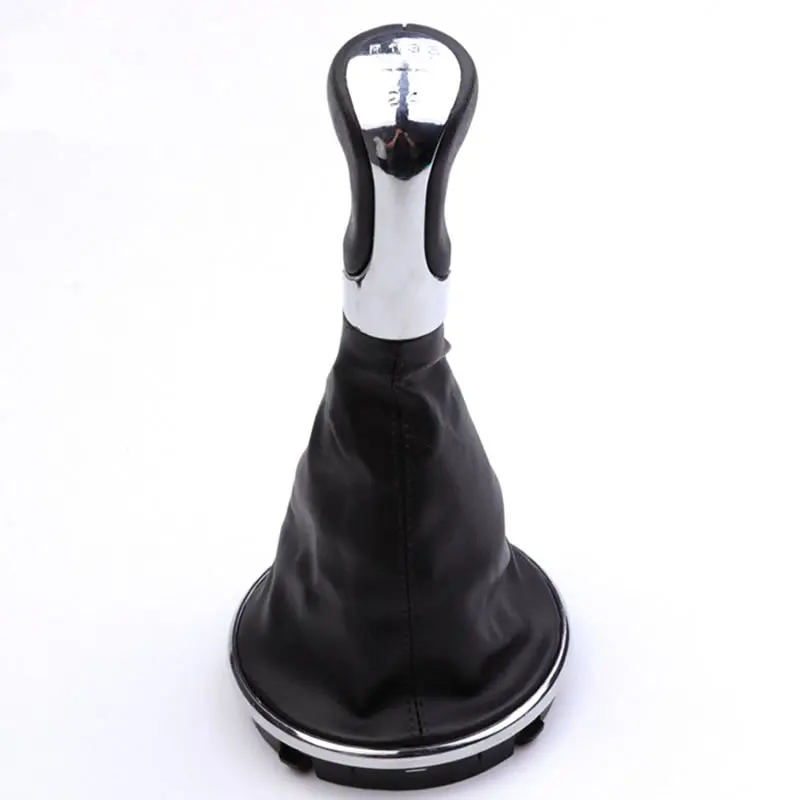 

For Skoda Fabia 2 2007 2008 2009 2010/Roomster 2006-2010 New 5 speed Gear Shift Knob With Leather Gaiter Sliver Cap 5J0711113F