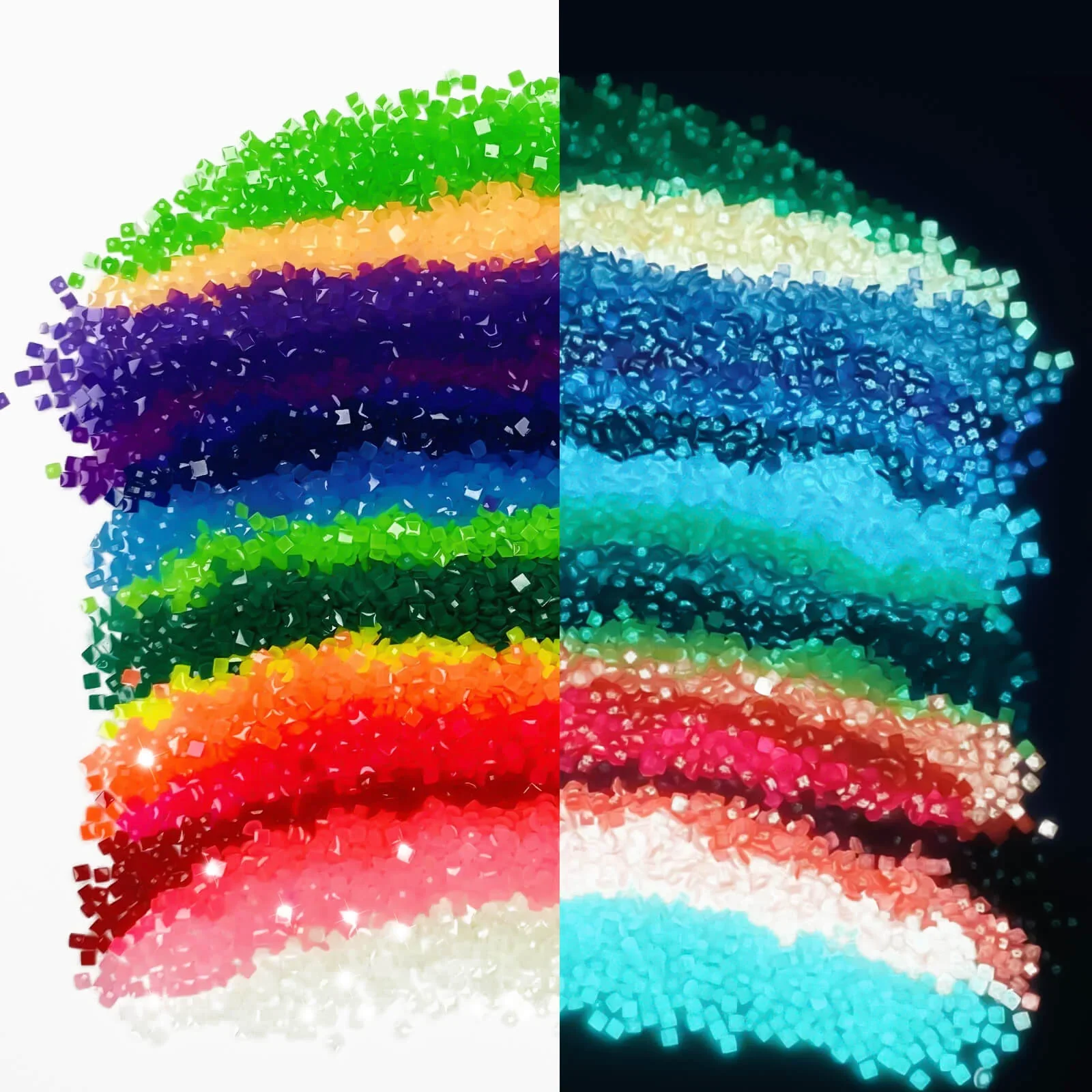 20 Colors 2.5mm Glow in The Dark Square Diamond Beads for 5D Diamond Painting Kits, Luminous Drills & Accessories for DiamondArt