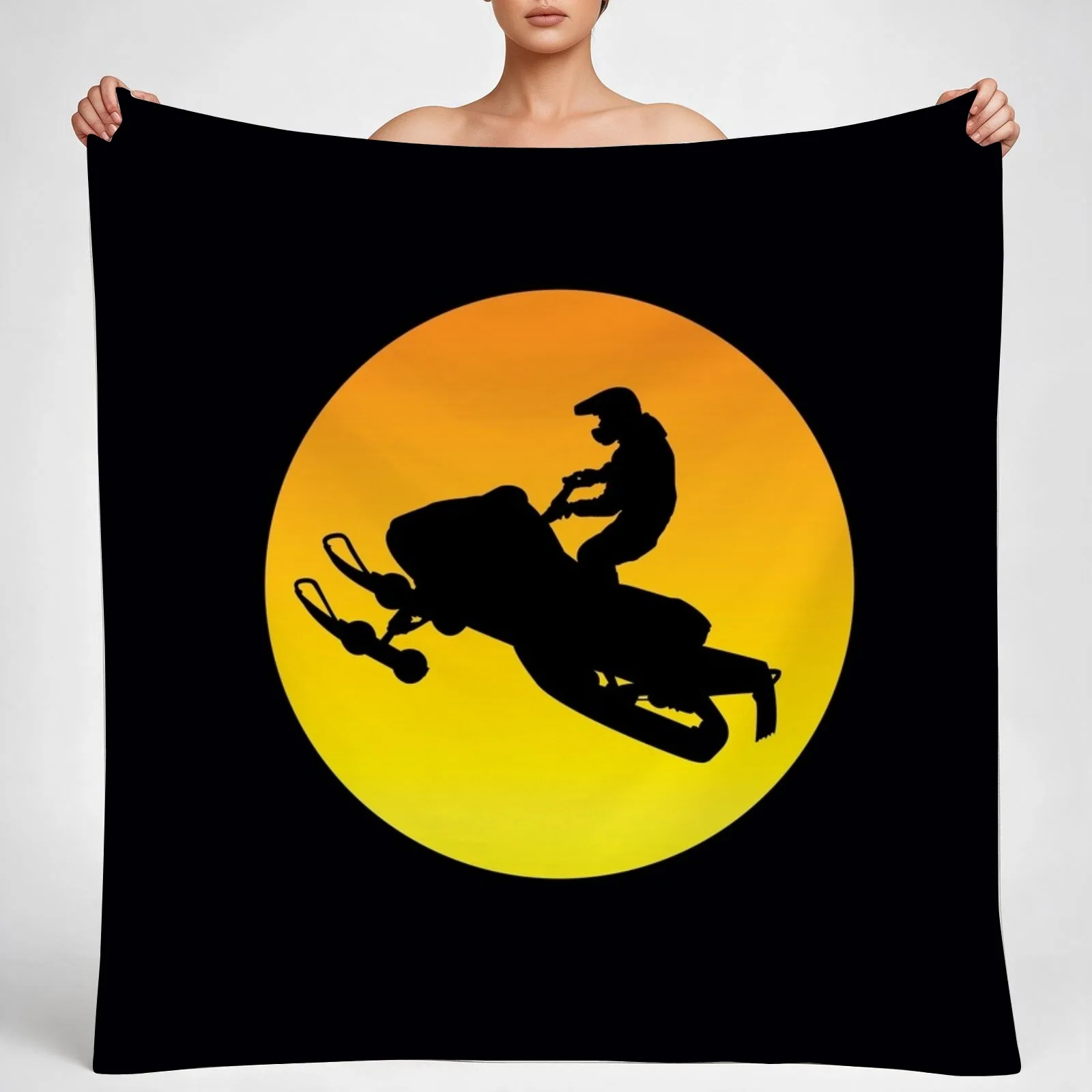 Snowmobile Sun Shot Throw Blanket couch cozy soft plush fuzzy picnic outdoor blanket