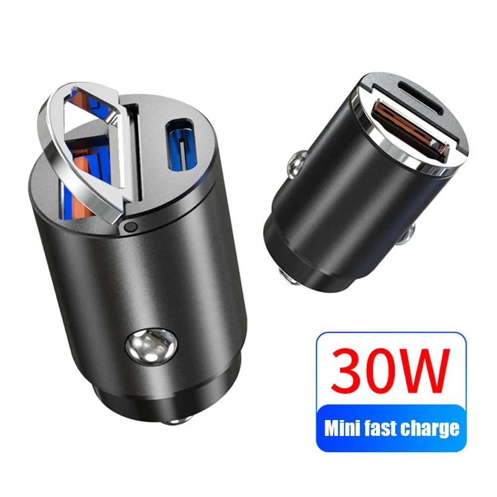 

USB Fast Charger Mini QC 4.0 3.0 Quick Charge Type C PD Charger Adapter 30W PD+QC/PD+PD Car Charger For iPhone 12 Huawei Xiaomi