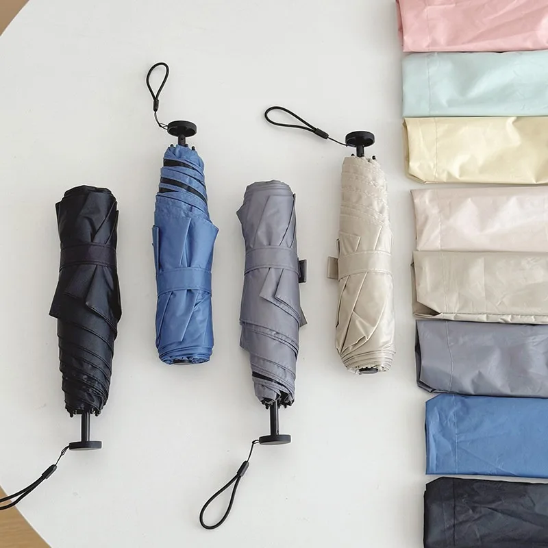 Mini Portable UV Blocking  Umbrella Black Lining Super Lightweight  Design Rainproof Women Parasol