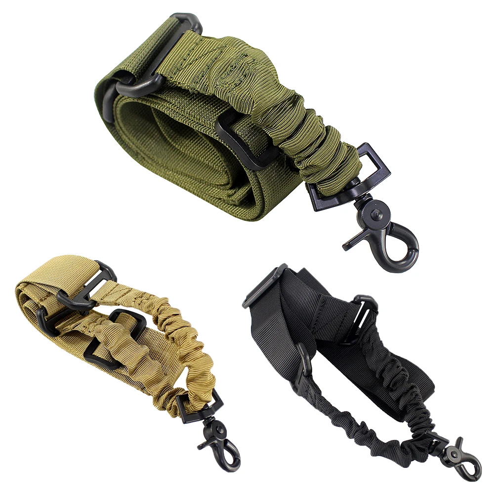 Tactical Adjustable One Single Point Gun Sling Quick Release Buckle Shoulder Strap MOLLE System Bungee Guns Cord Straps