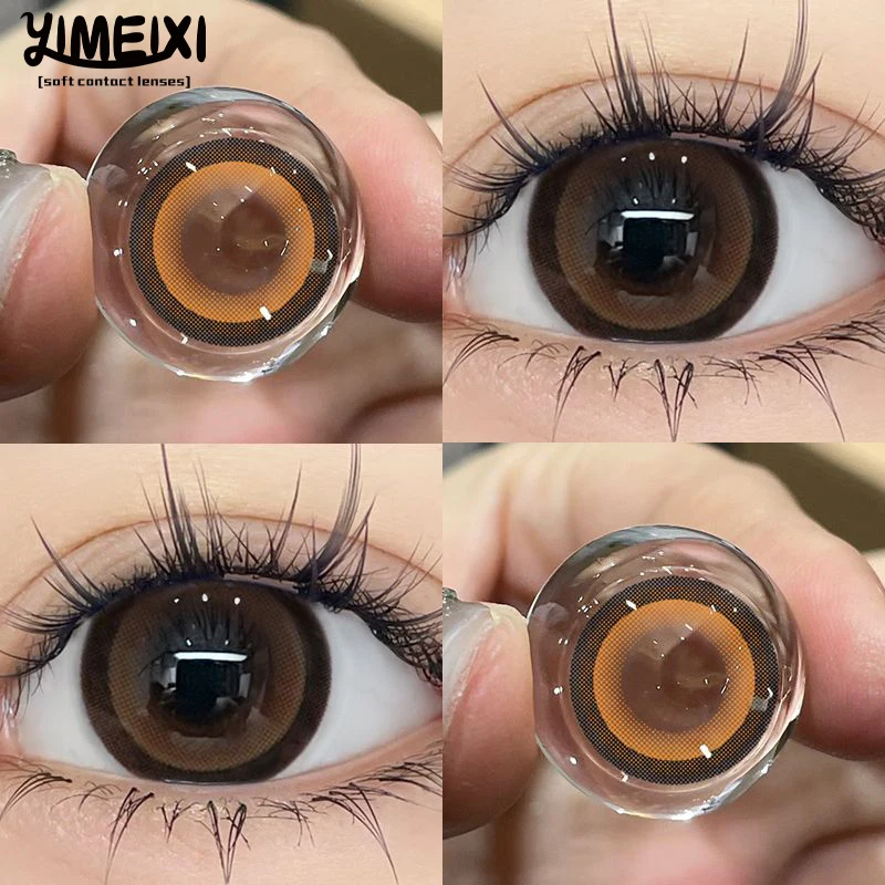 Yimeixi-Lentes de Contato Coreanas para Olhos, Lentes Miopia, Beleza Natural, Aluno, Cosmética Estudantil, Moda, 2Pcs por Par