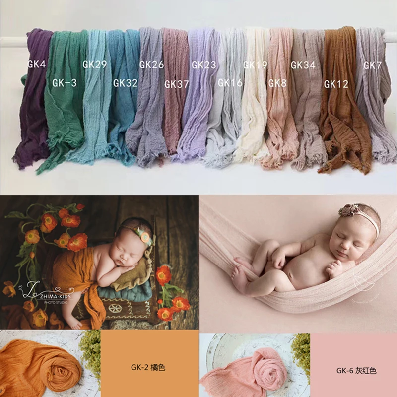 Newborn Seersucker Wrap Cotton Gauze Baby Swaddle Blanket Stretch Soft Wraps Baby Photography Props Studio Photo Accessories