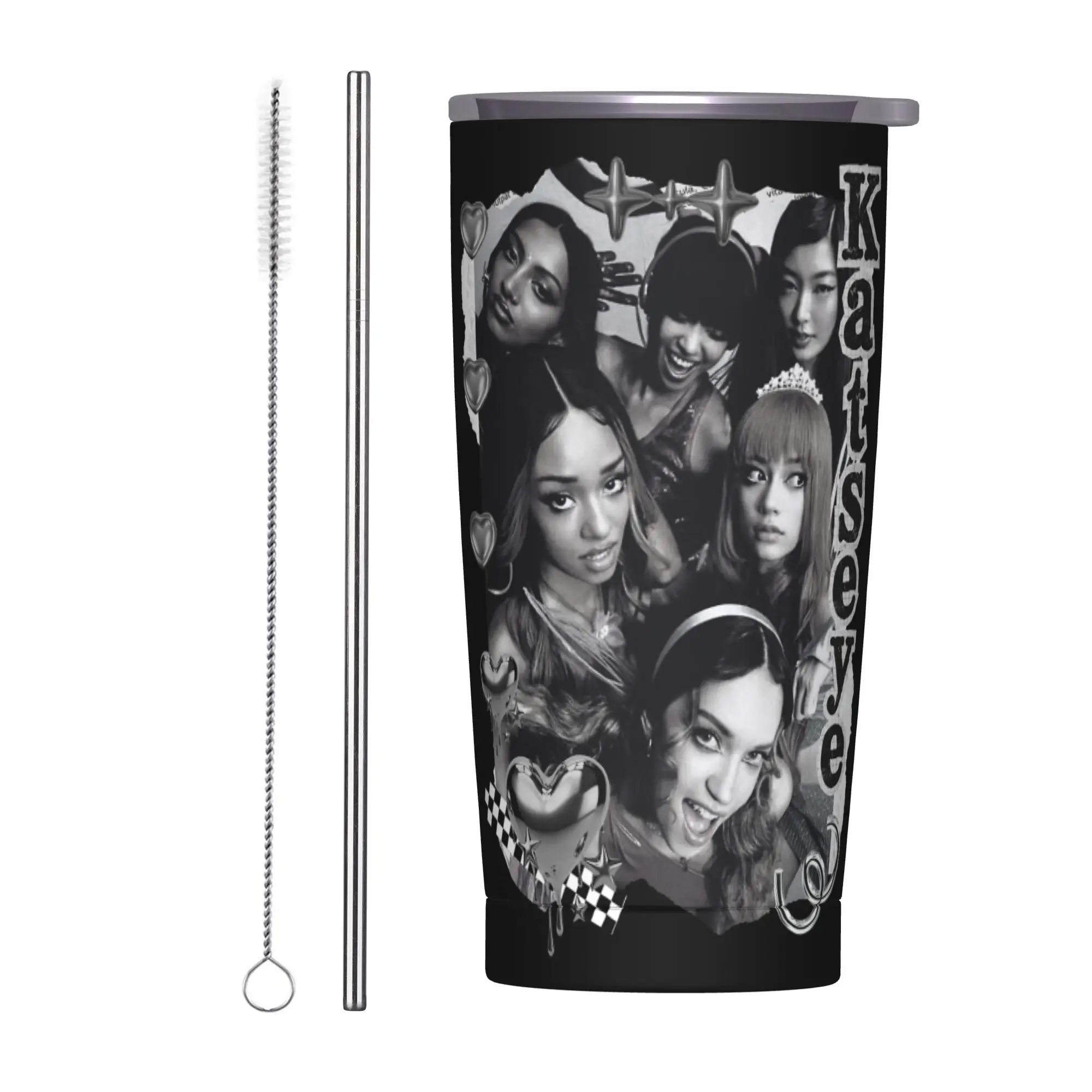 Stainless Steel Tumbler KATSEYE Kpop Y2K Group Thermal Mug  Portable Cold and Hot Car Mugs Travelist Water Bottle