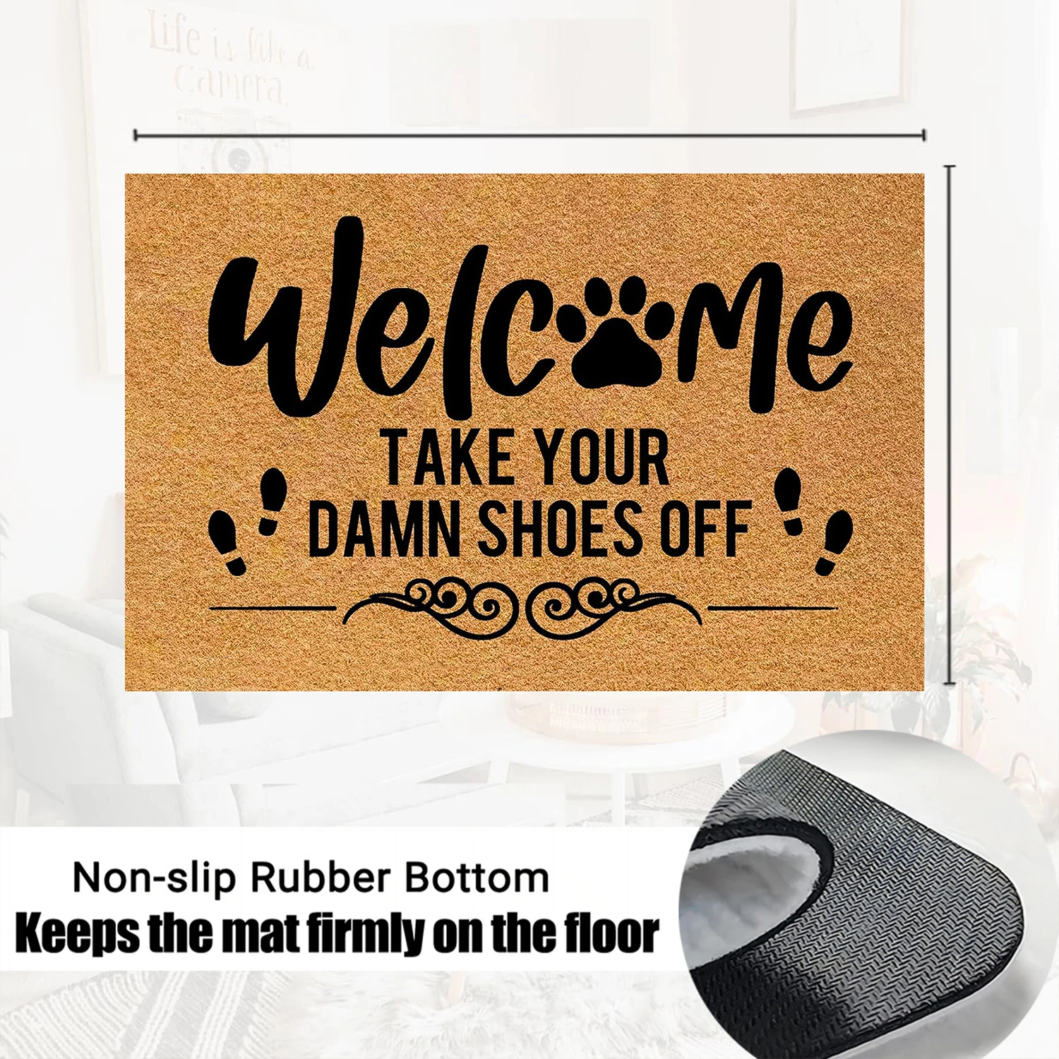 Take Your Damn Shoes Off Welcome Doormat Non-Slip Bathroom Kitchen Mat Garden Garage Door Floor Mat Rubber Carpet Rug