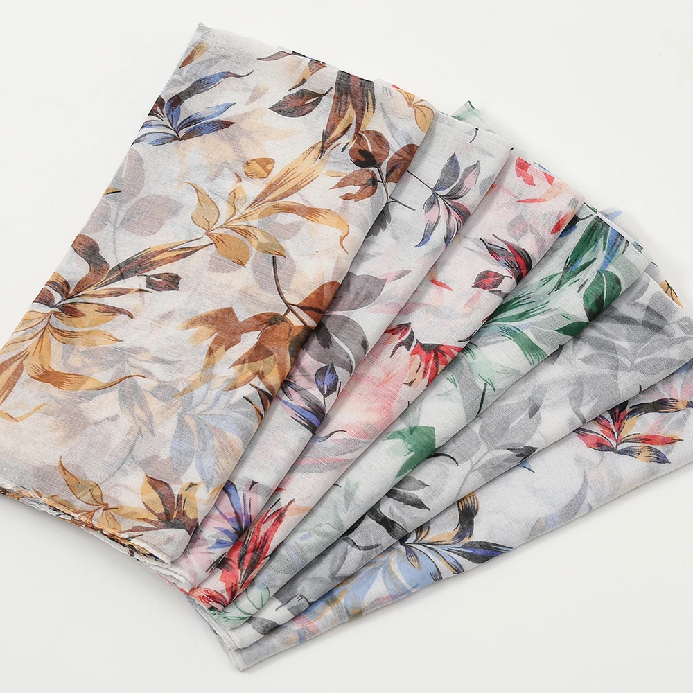 New best-selling Balinese scarf for women's beach tourism, sun protection gauze, printed leaves, gentle headscarf, shawl