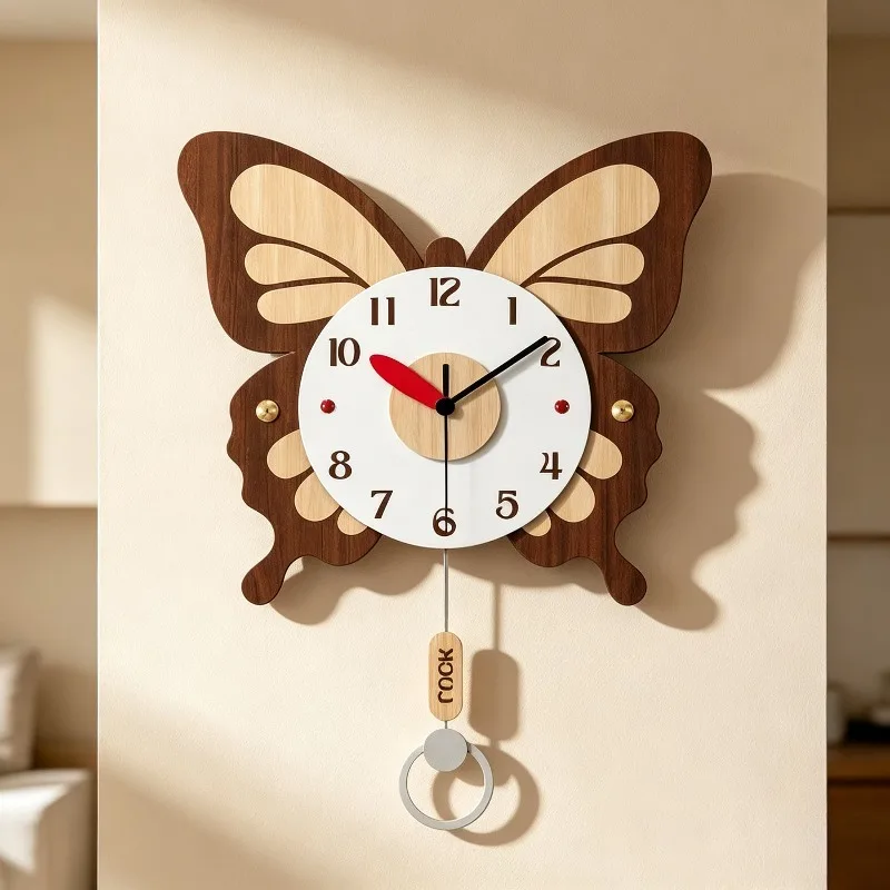 Aesthetic Wall Clock Butterfly Pendulum Clocks Vintage Living Room Decor Walls Mounted Clocks Woman Room Elegant Walls Watch
