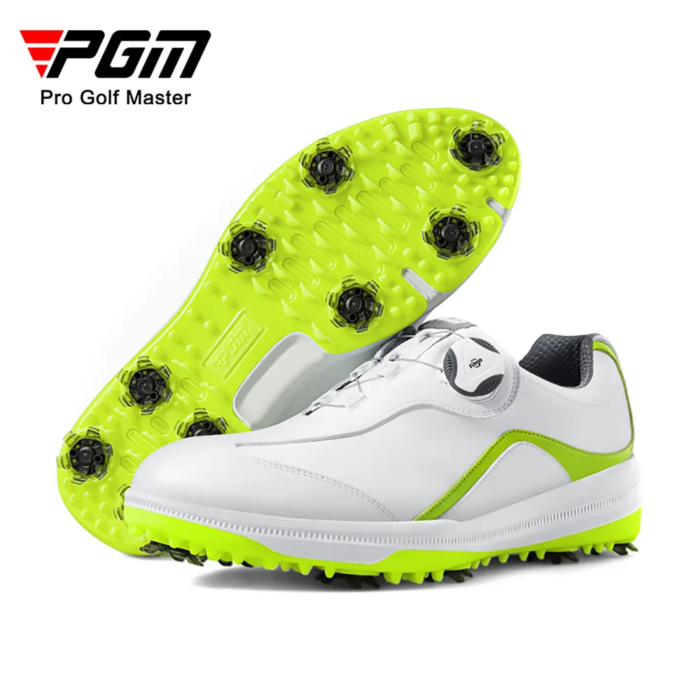 PGM Mens Summer Golf Shoes Men's Waterproof Skid-proof Sneakers Knob Strap with Removable Spikes Sports Wear White Casual XZ169