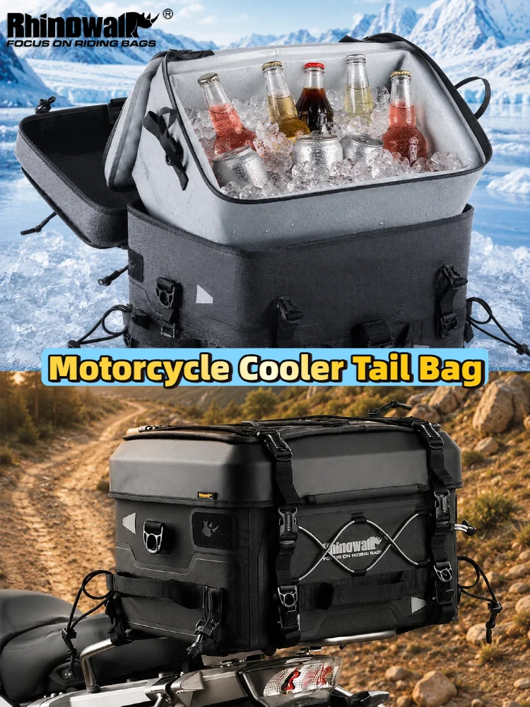 

Rhinowalk 36L Motorcycle Cooler Bag Waterproof Hard Shell Tail Bag Ice Storage Rear Seat for Camping Fishing Outdoor Touring