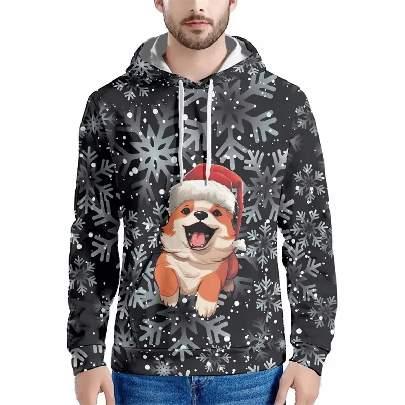 

3D Print Men's Funny Animal Graphic Hoodies Clothes Long Sleeve Casual Pullover Sweatshirt Merry Christmas Plus Size Tracksuit