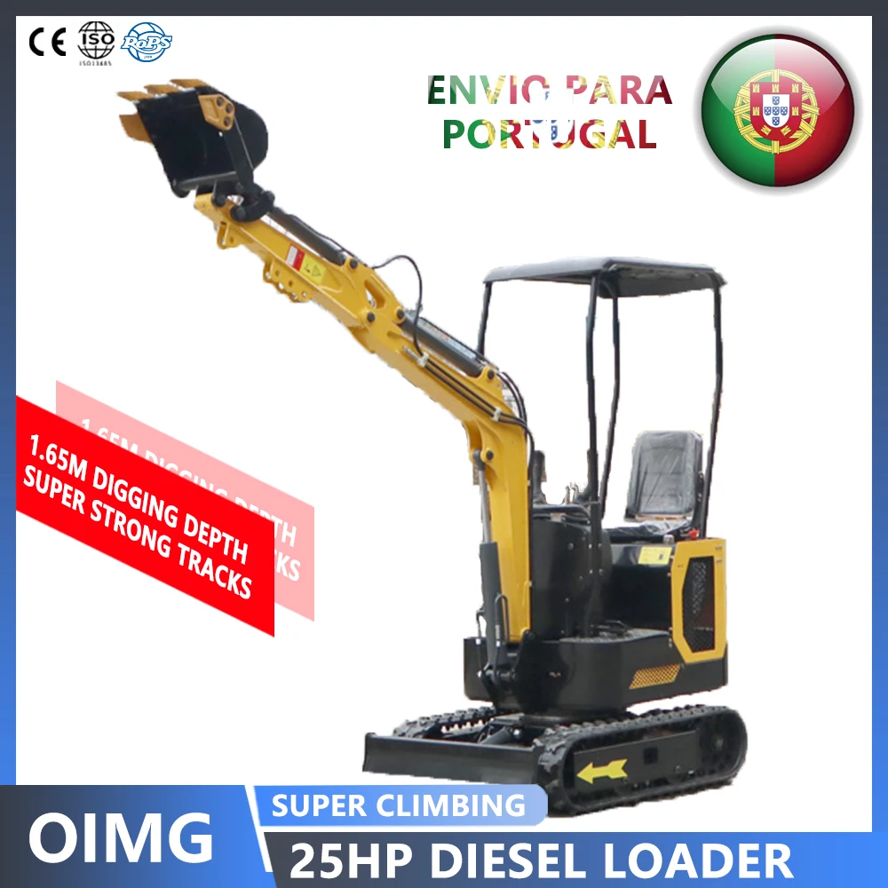 Portugal Mini Crawler Excavator with Rubber Track Attachments Hydraulic Digger for Home Garden Farm Use CE EPA Certified