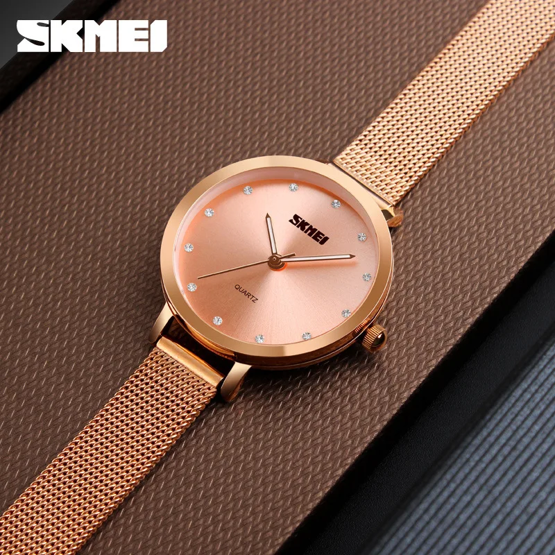 Skmei New Arrival Hot Sale Simple European and American Style Women's Fashionable Waterproof Mesh Belt Women's Quartz Watch