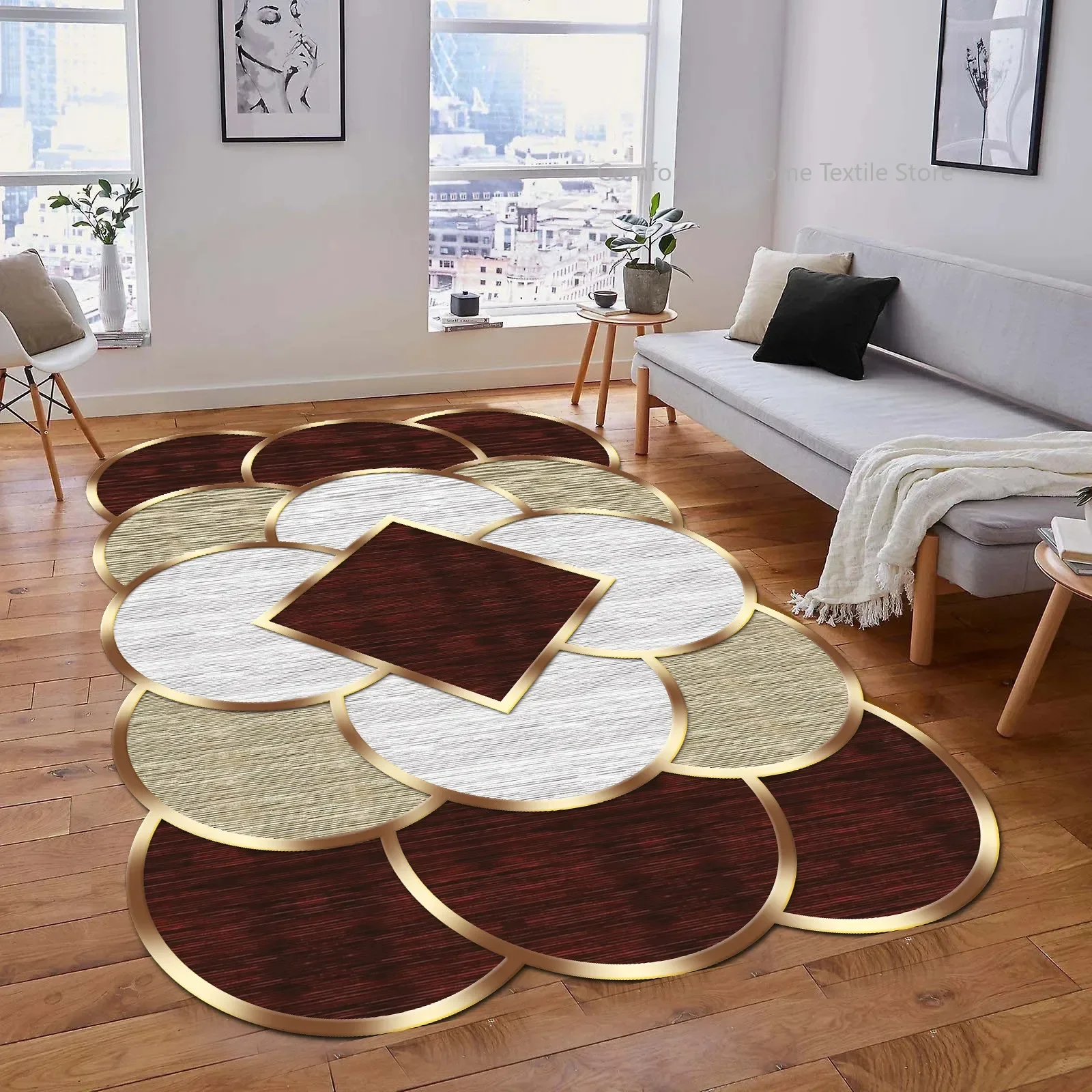 Special-shaped Luxury Gold Carpet Living Room Decoration Home Kids Bedroom Carpets Non-slip Washable Floor Mats Large Area Rug
