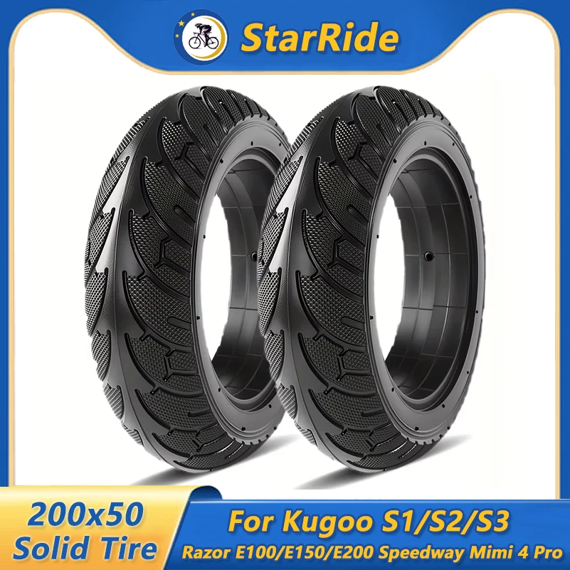 200 x 50 Vollreifen für Kugoo S1/S2/S3 Razor E100/E150/E200 Speedway Mini 4 Pro Scooter 200 x 50 explosionsgeschützte Pannenreifen