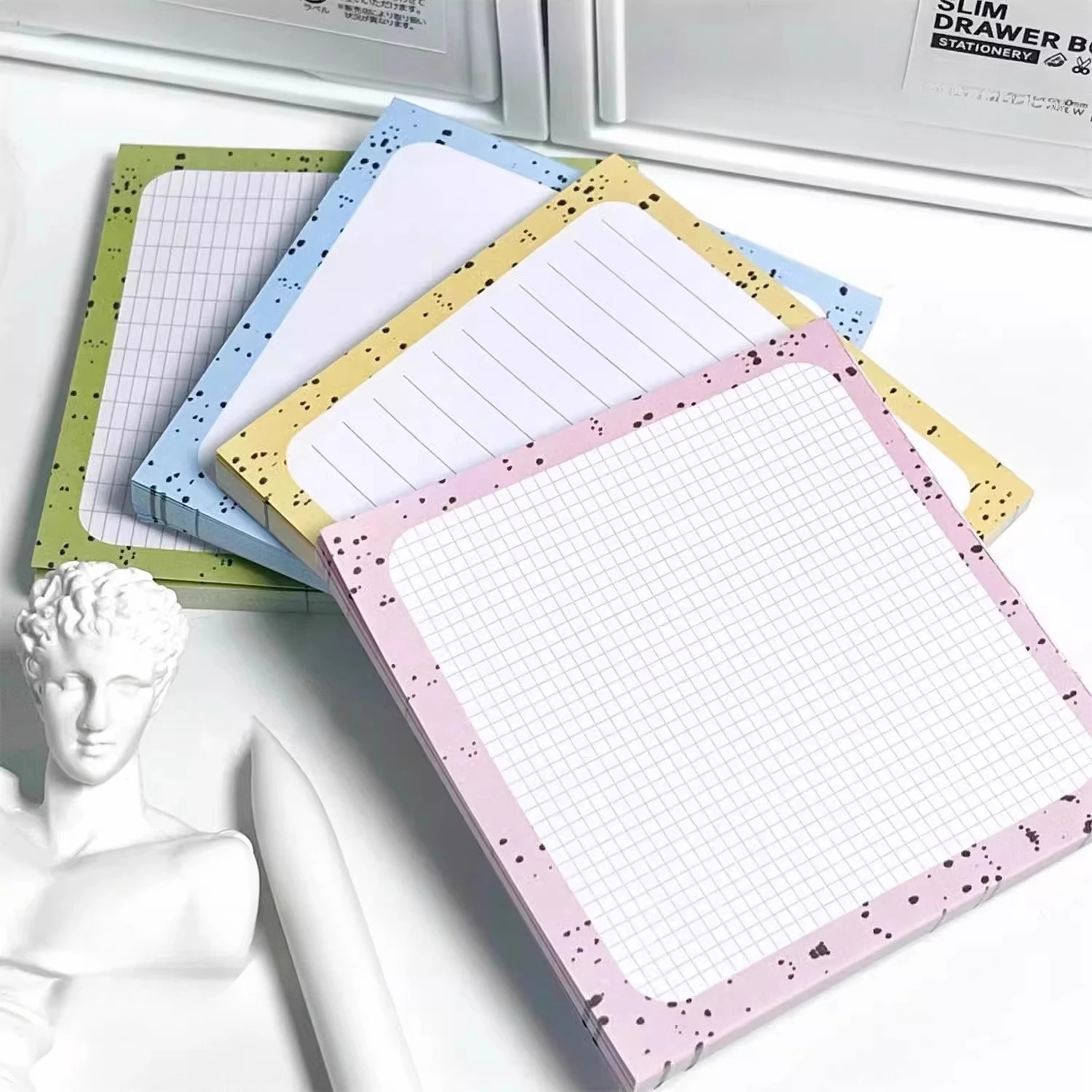

1set INS Style Cream Splash Ink Sticky Note Pads Cream Aesthetic Study Planner Notebook Sticky Pads for Study Planner Stationery