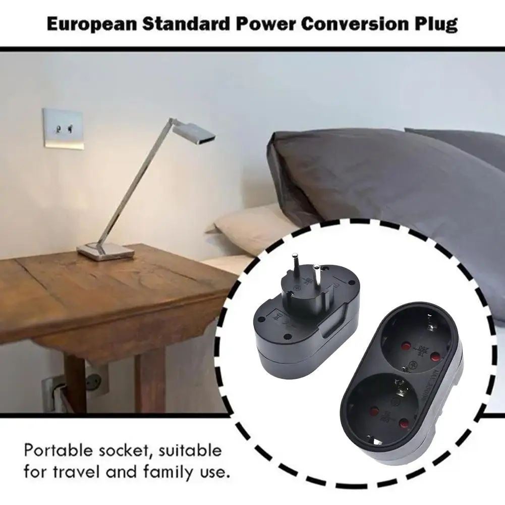 2 Socket Multiple Plug Plug Power Adapter Eu Standard 16a/250v Adapter Plug Power Supply Multiple German Plug Standard L7z8