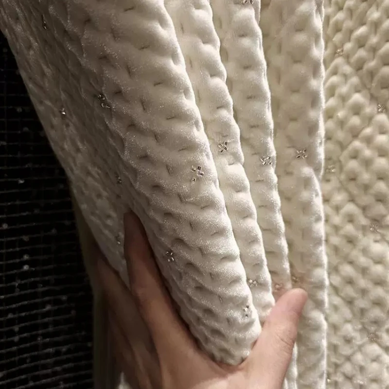 Modern Luxury High-end Feel Real Velvet Fabric High-end Cream Color Curtains for Living Dining Room Bedroom Custom Size Drapes