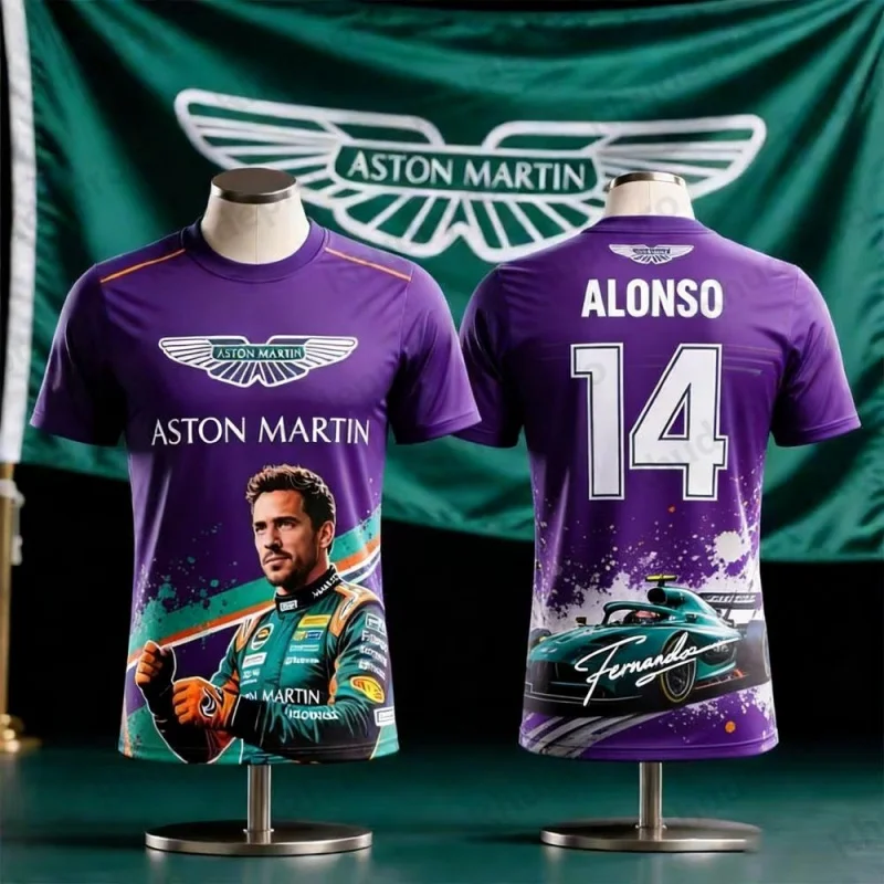 

Футболка Aston Martin 2026 с номером Фернандо Алонсо. Футболка 14 T Spanish Racers Team Racing Suit, быстросохнущая, винтажная