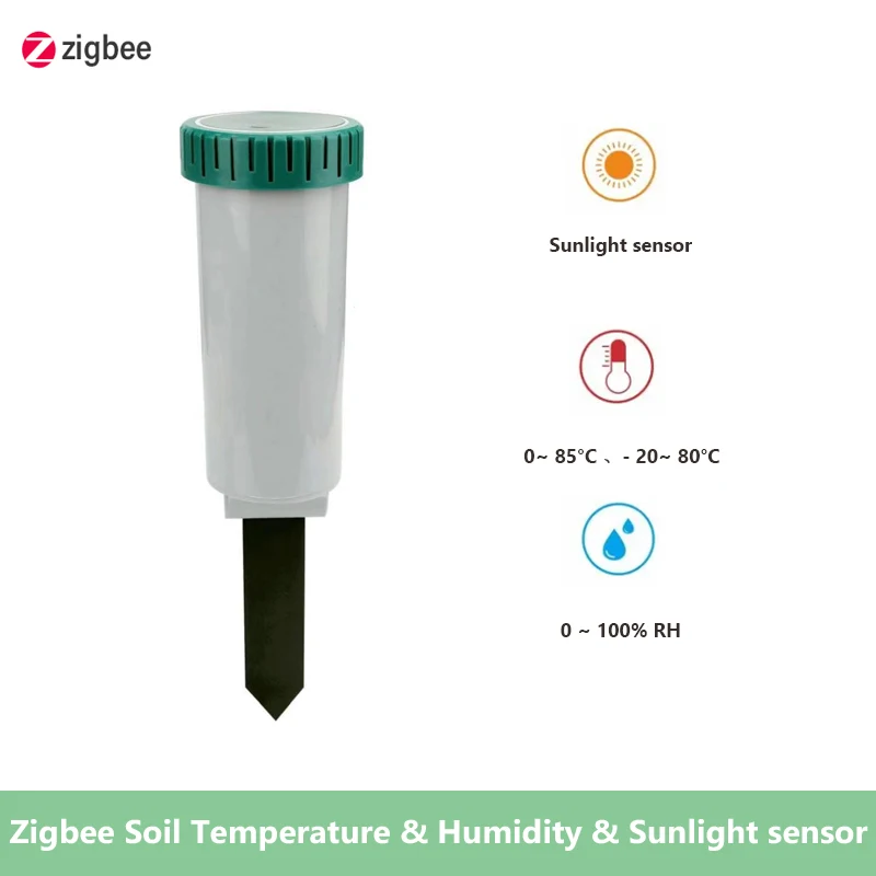 Tuya Smart Zigbee Soil Temperature Moisture Meter Sunlight Sensor APP Monitor Soil Plants Farming Garden Intelligent Irrigation