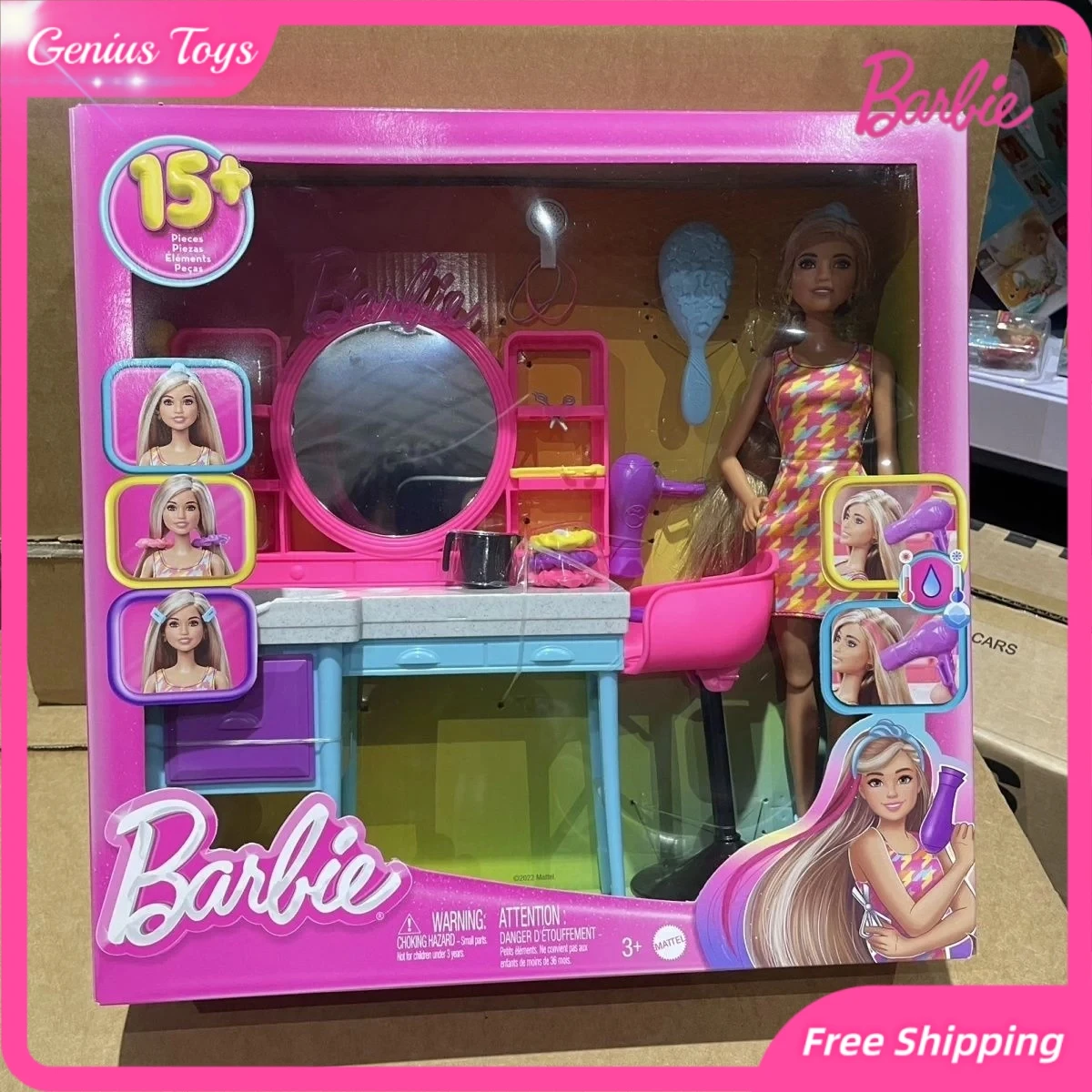 

Кукла Барби, набор для парикмахерской, для девочек, сделай сам, меняющий цвет, опыт укладки волос, профессиональный парикмахер, модные аксессуары, подарок