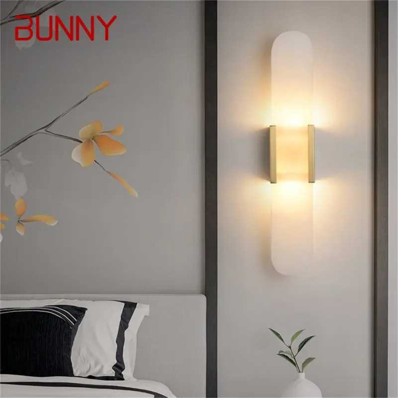 

BUNNY Luxury Wall Sconces Brass Marble LED Modern Wall Light Fixture Indoor Home Decorative for Bedroom Living Room Office