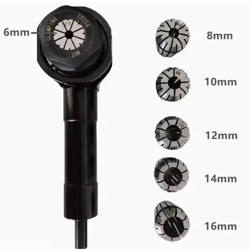Drill Converter Professional 90 Degree High Torque Right Angle Bend Extension Drill Attachment Adapter with ER25 Chuck Kit