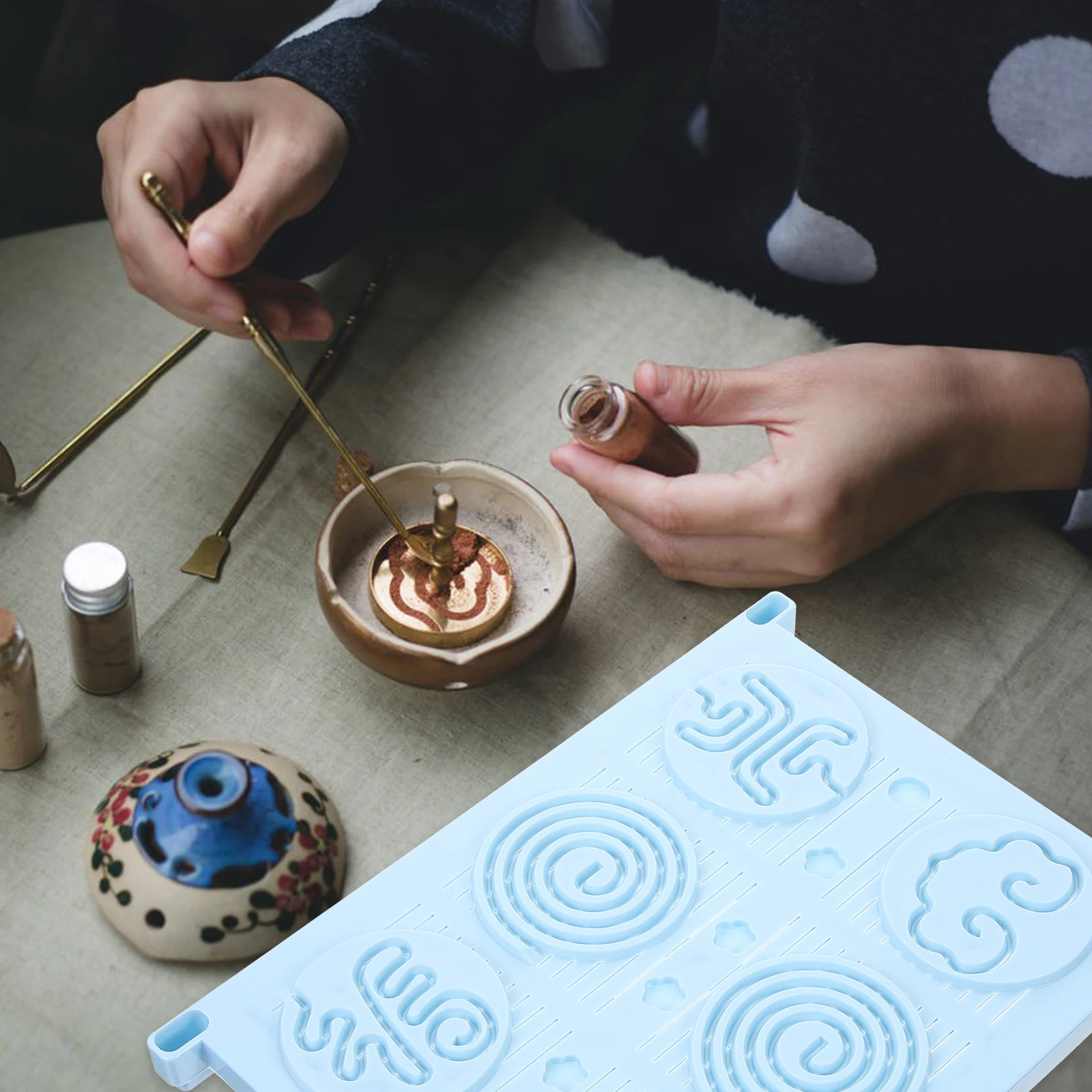 

Incense Coil Mold Making Machine Tools Tray Cone Molds Manual Drying Sky-blue Plastic Sticks