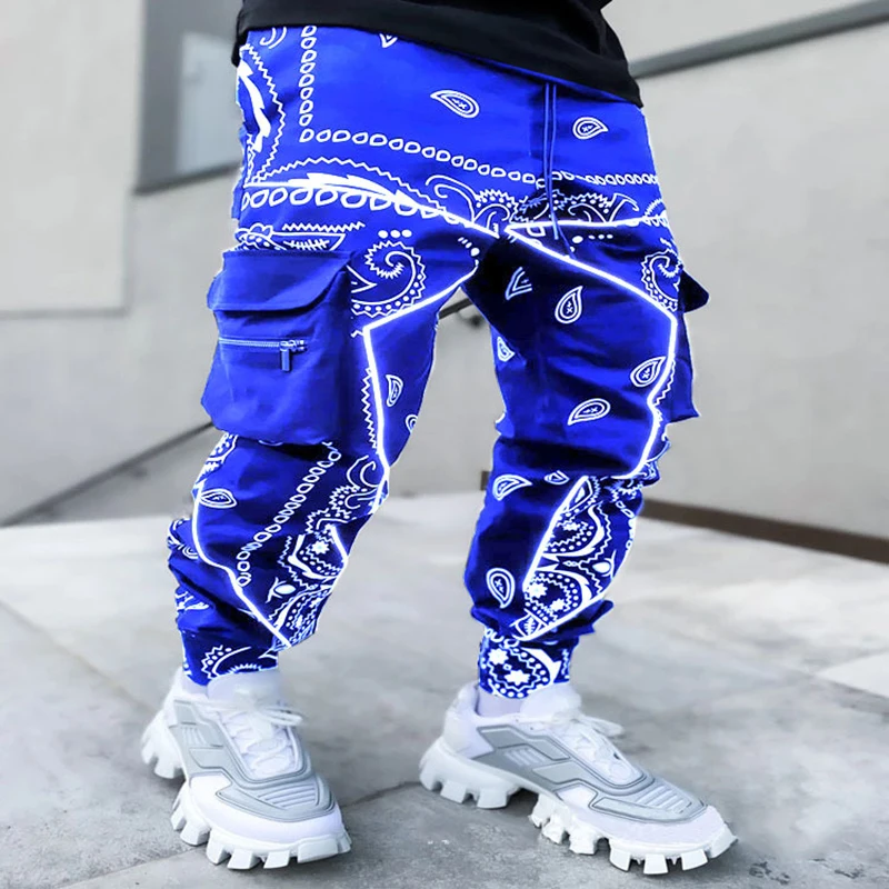 New Printed Cashew Flower Haren Pants Men European and American Style Loose High Street Multi-pocket Leisure Sports Pant 7 Color