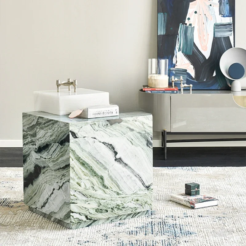 

/Square coffee table, green mountains and green waters, natural marble/