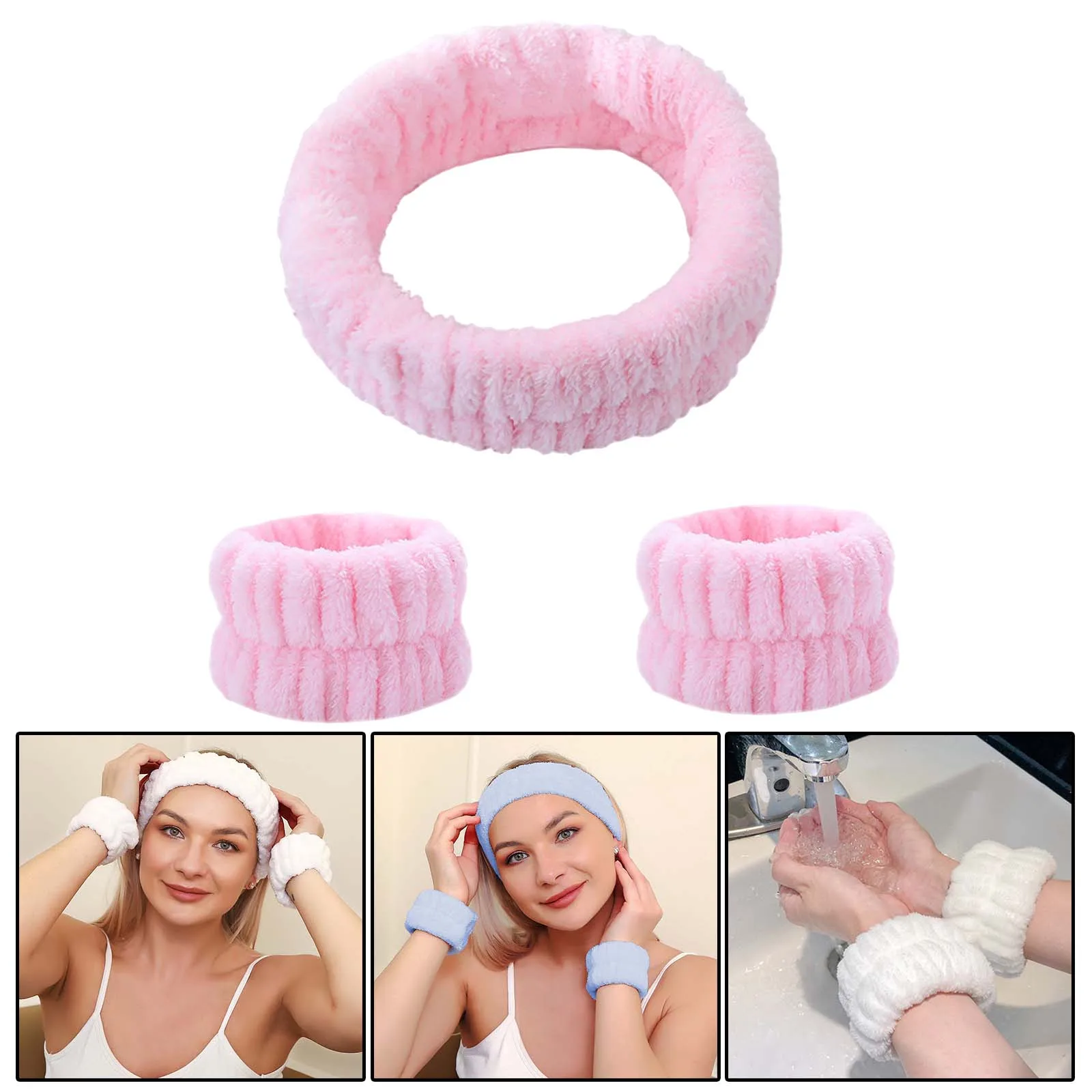 غسل الوجه عقال معصمه مجموعة غسل الوجه أفخم شريط للرسغ ستوكات ماكياج عقال لينة ماصة سبا عقال 3-قطعة