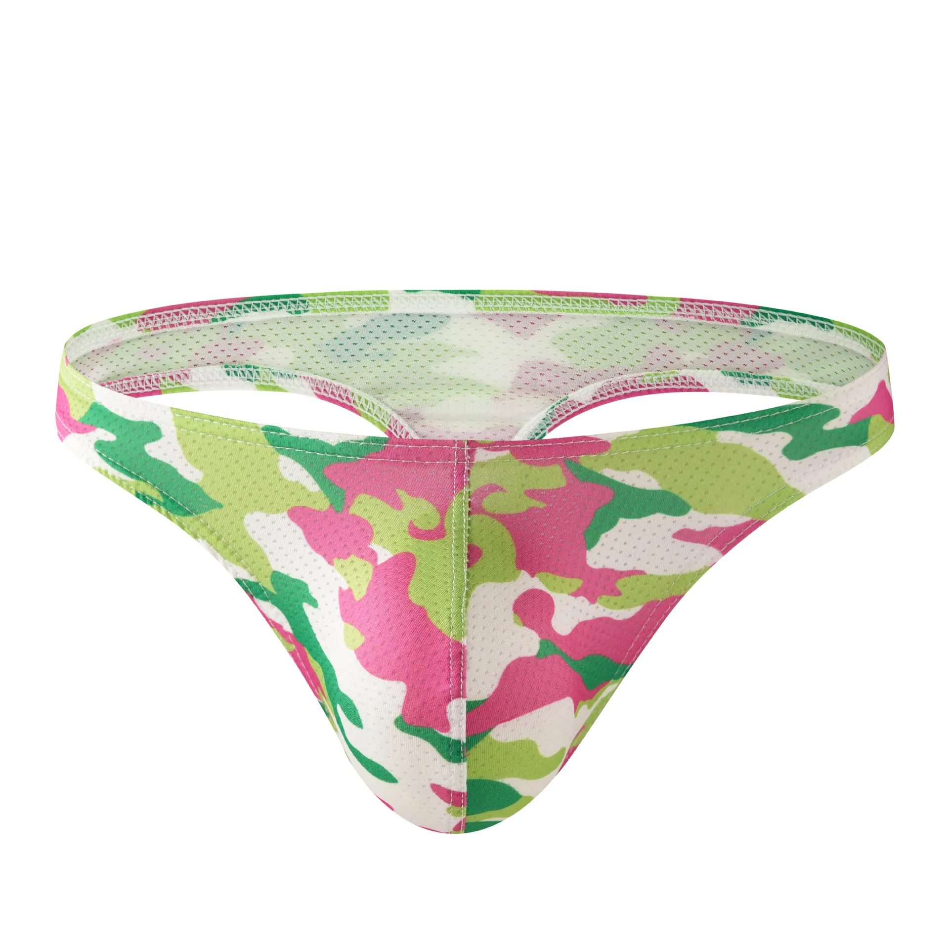 Young Mens Low Rise Underwear Sexy Cartoon Print Camouflage Thong