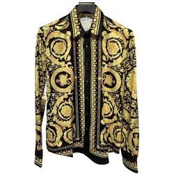 Luxury Royal Palace Baroque Printed Shirt Men's Casual Long Sleeve Shirt 2024 European and American Fashion High Quality S-XXL