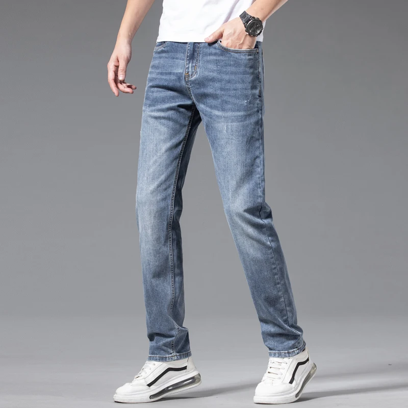 

High-End Jeans Men's 2024 Spring and Autumn New Straight Stretch Trousers Casual Pants Men's Summer