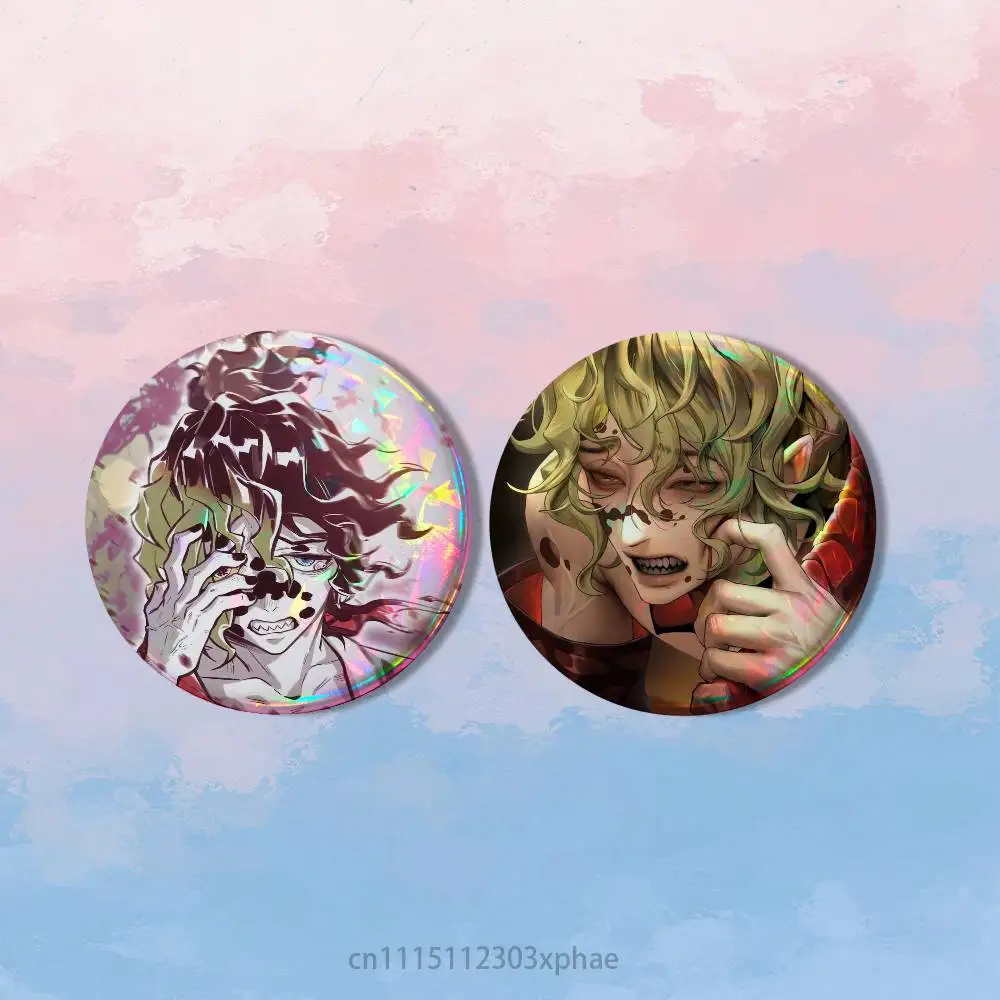 Upper Moon Six Gyutaro Daki HD Print Round Lapel Pins Pretty Derby 2 piece set Round Display Brooches Brooch Badges
