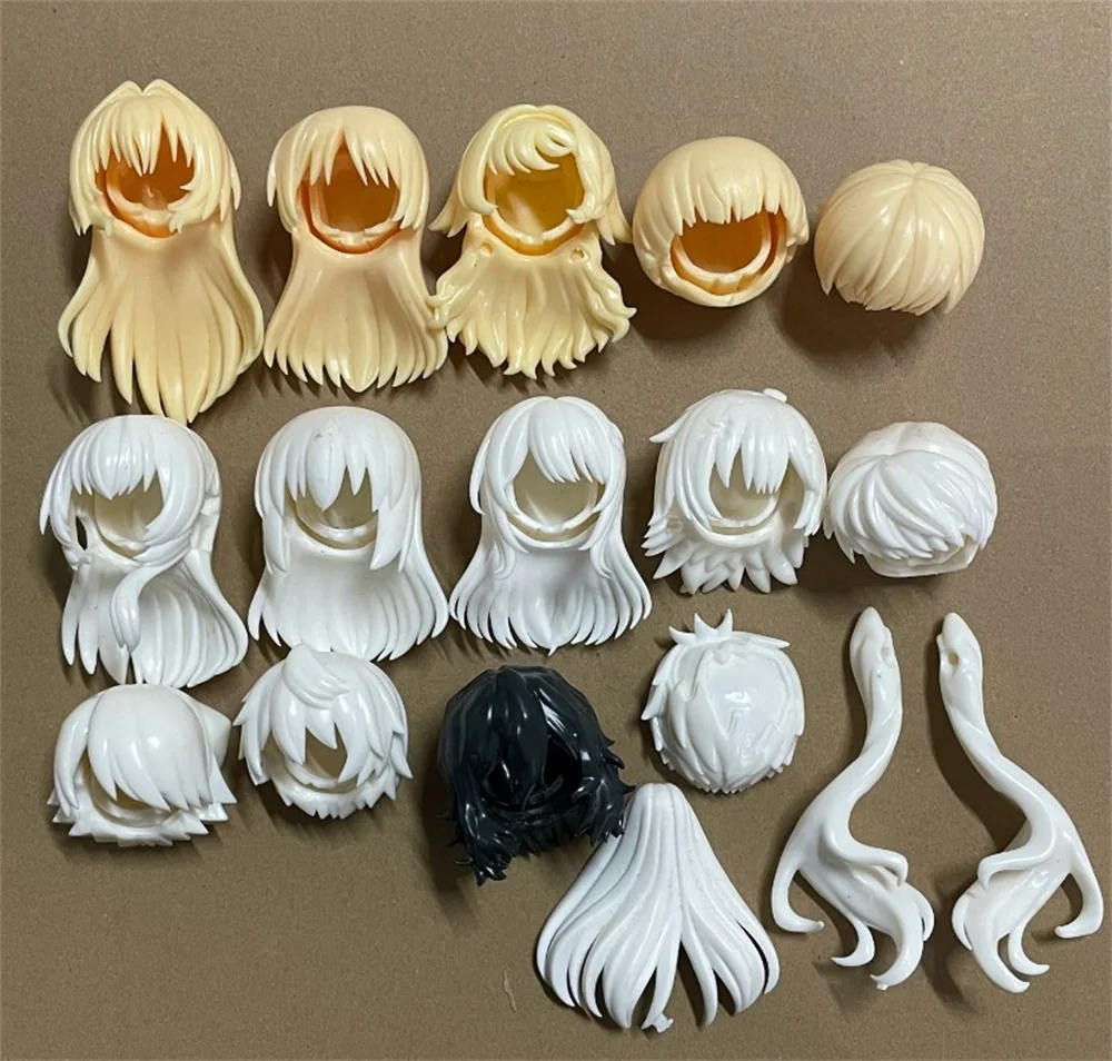 1/12 für OB11-Puppe, BJD, ca. 11 cm, weißes, unbemaltes Haar, Ersatzkopf, Spielzeugmodell für Fans, zum Selberbasteln und Sammeln.