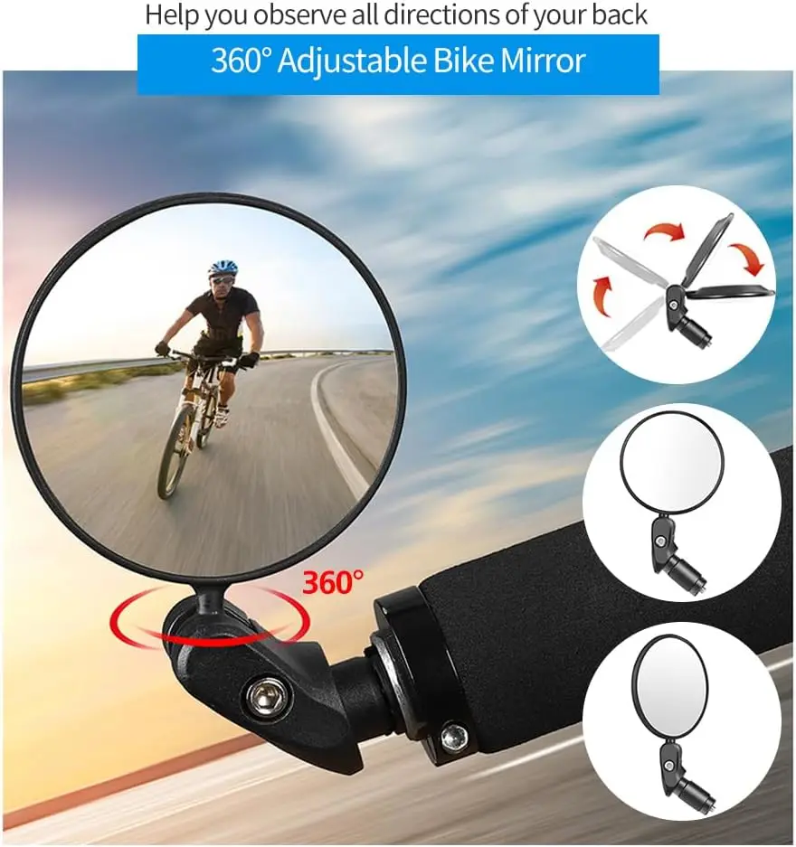 Lenkergriff-Fahrradspiegel, Rückspiegel mit Weitem Sichtfeld, Einfach zu Installieren und Einstellen, Lenkerhalterung für Fahrradspiegel – Detail 2