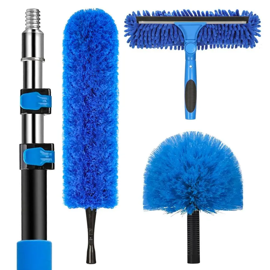 

Набор для уборки высоких мест Feet High Reach Duster с телескопической штангой 155 м, щетка для удаления паутины, скребок для окон с насадкой для мытья, щетка для удаления паутины
